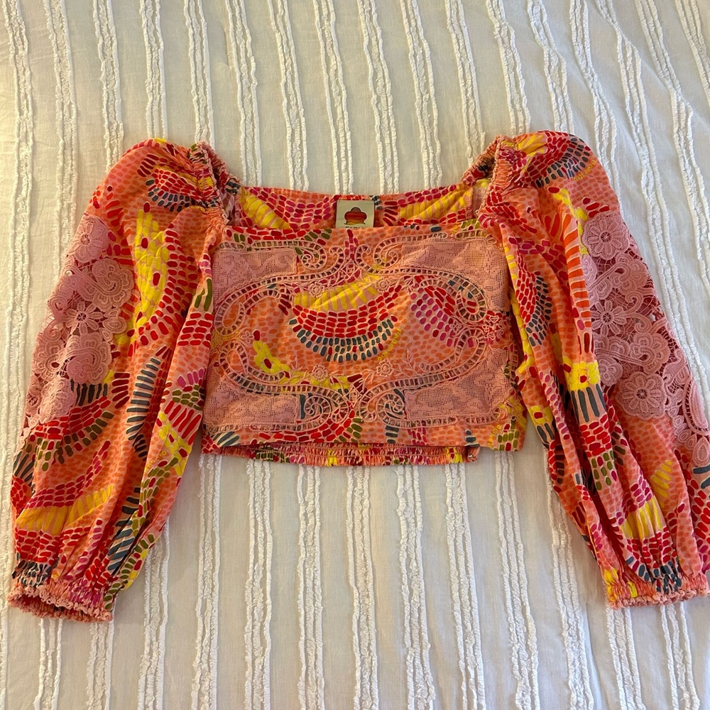 Farm Rio Dotted Bananas Top // Size Small